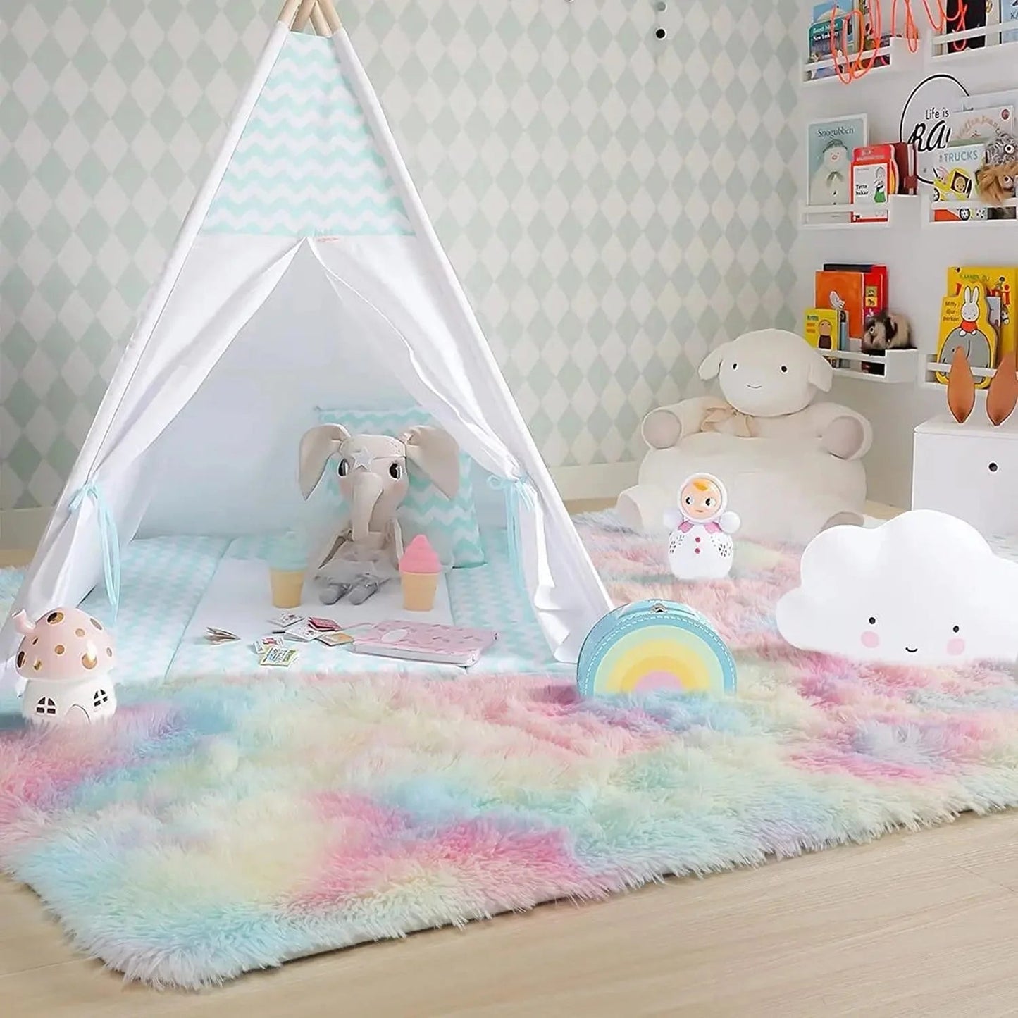 Tapis Chambre Enfant - HairyRugs™ - Arc - en - ciel - Galaxybebe