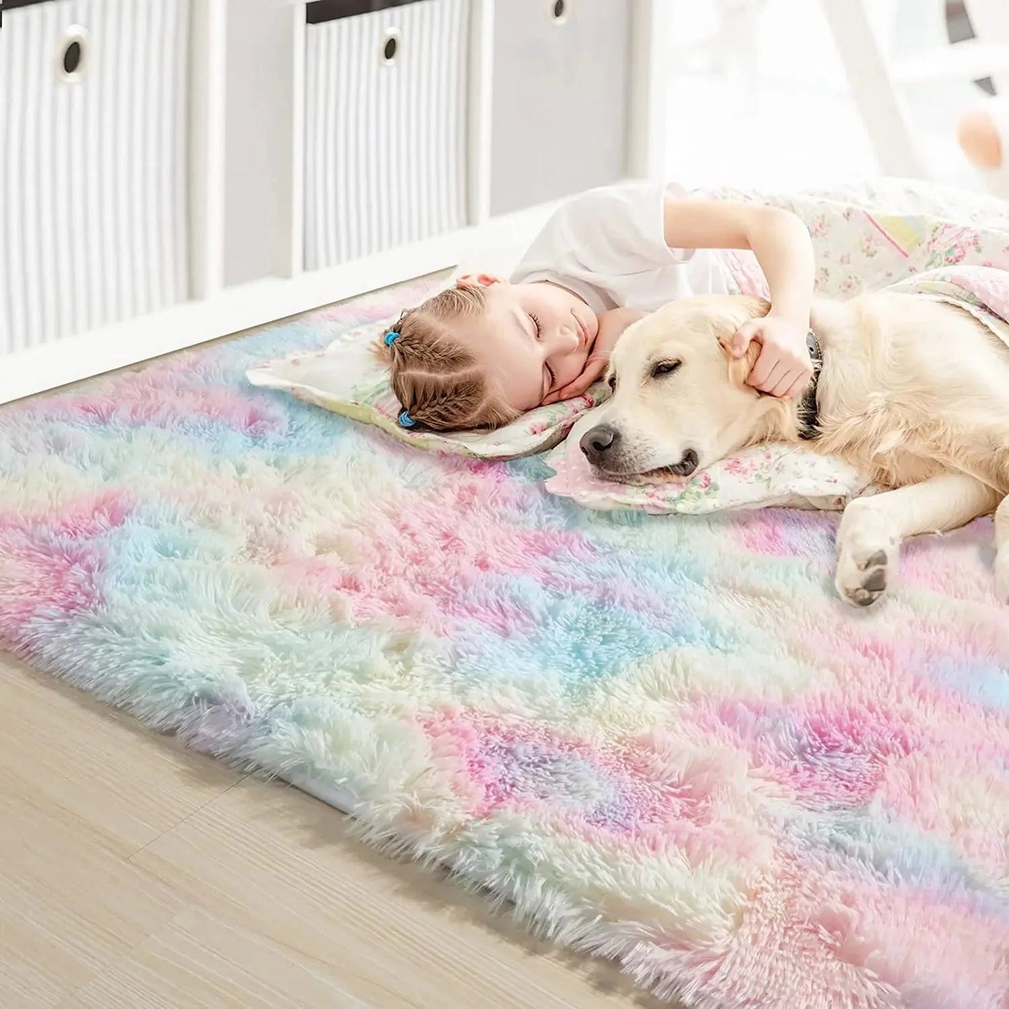 Tapis Chambre Enfant - HairyRugs™ - Arc - en - ciel - Galaxybebe